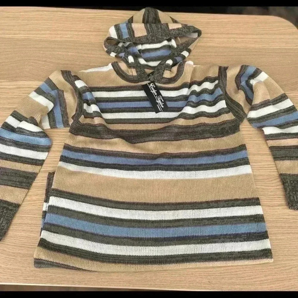 🆕Evelyn Taylor Multicolor Stripe Hooded Long Sweater M🆕 - Picture 5 of 7